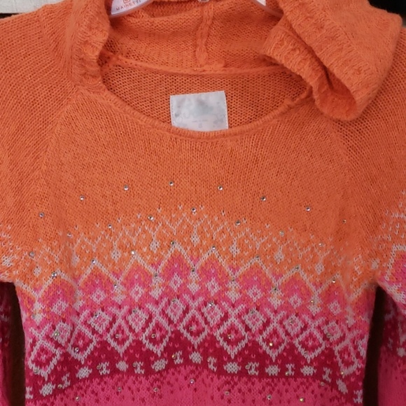 Neon Orange/Pink/Hot Pink Hooddie Sweater Dress - Picture 2 of 3